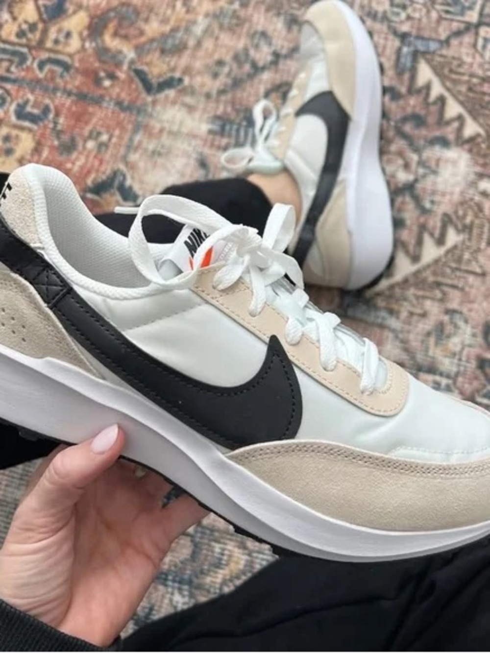 Nike Waffle Debut Sanddrift Phantom White, Black and Beige Classic Runner